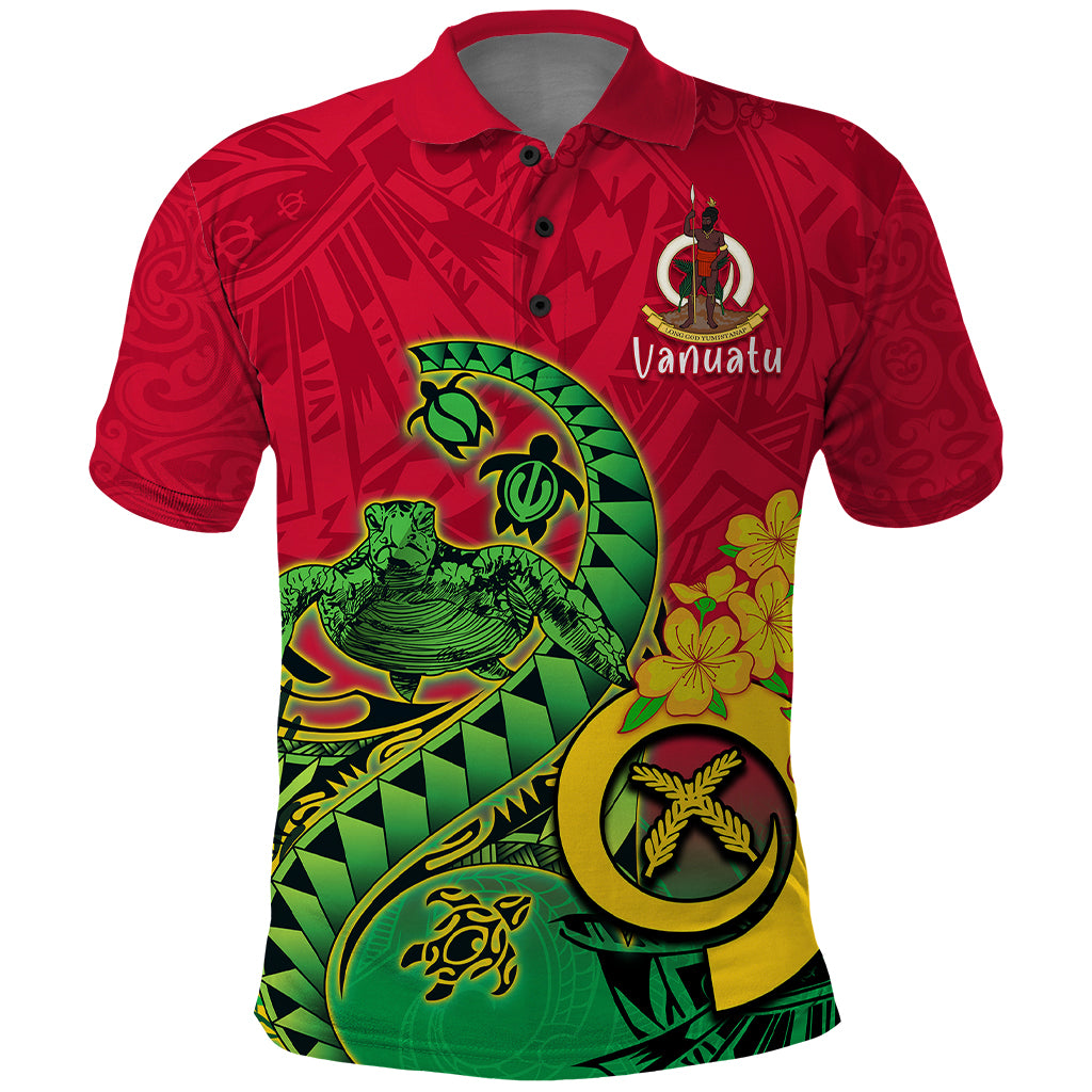 Vanuatu Islands Polo Shirt Polynesian Tattoo and Sea Turtle - Wonder Print Shop