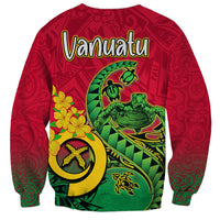 Unisex crewneck sweatshirt with Vanuatu text and sea turtle Polynesian graphic back