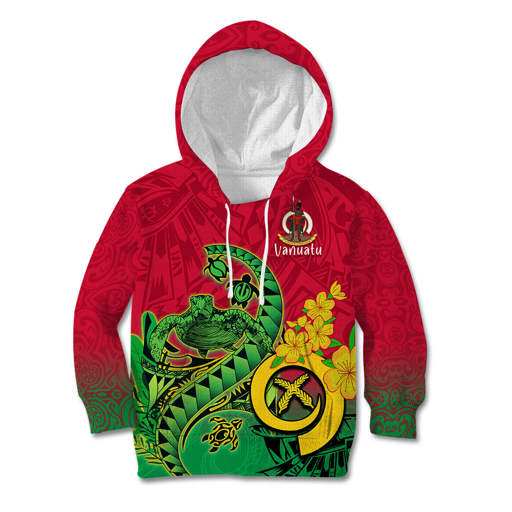 Personalised Vanuatu Islands Kid Hoodie Polynesian Tattoo and Sea Turtle - Wonder Print Shop