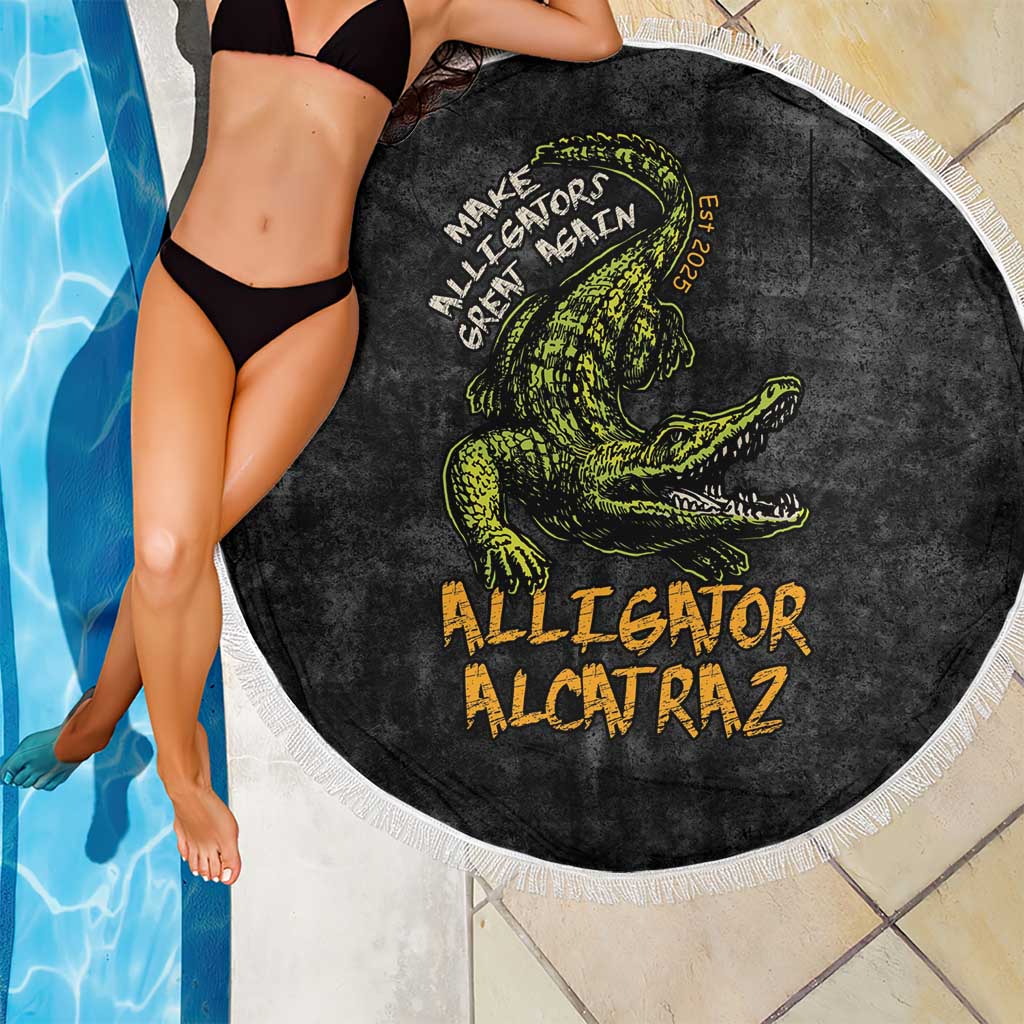 Alligator Alcatraz Est 2025 Beach Blanket Vintage Retro - Wonder Print Shop