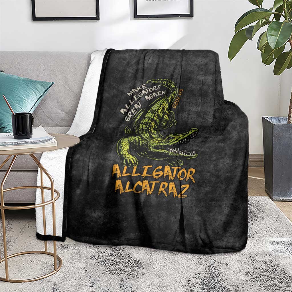 Alligator Alcatraz Est 2025 Blanket Vintage Retro - Wonder Print Shop