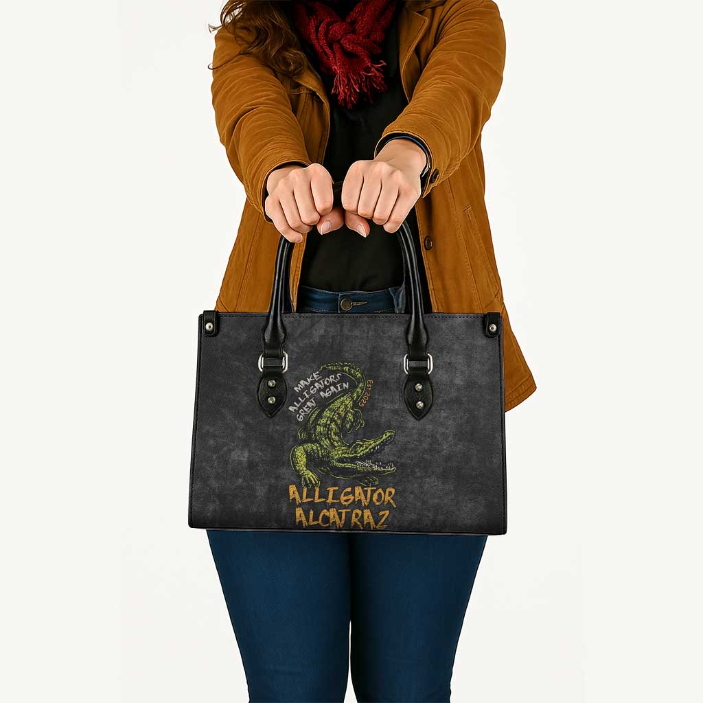 Alligator Alcatraz Est 2025 Leather Bag Vintage Retro - Wonder Print Shop