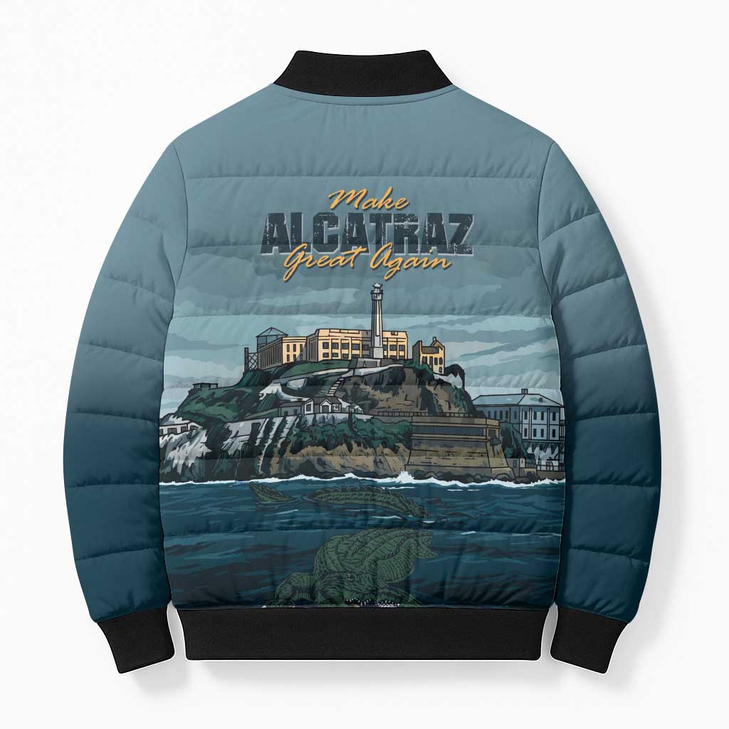 Make Alcatraz Great Again Bomber Puffer Jacket Vintage Retro - Wonder Print Shop