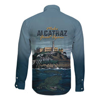 Make Alcatraz Great Again Long Sleeve Button Shirt Vintage Retro - Wonder Print Shop