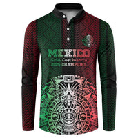 Custom button sweatshirt with red-green Aztec print, Mexico graphic and 2025 champions