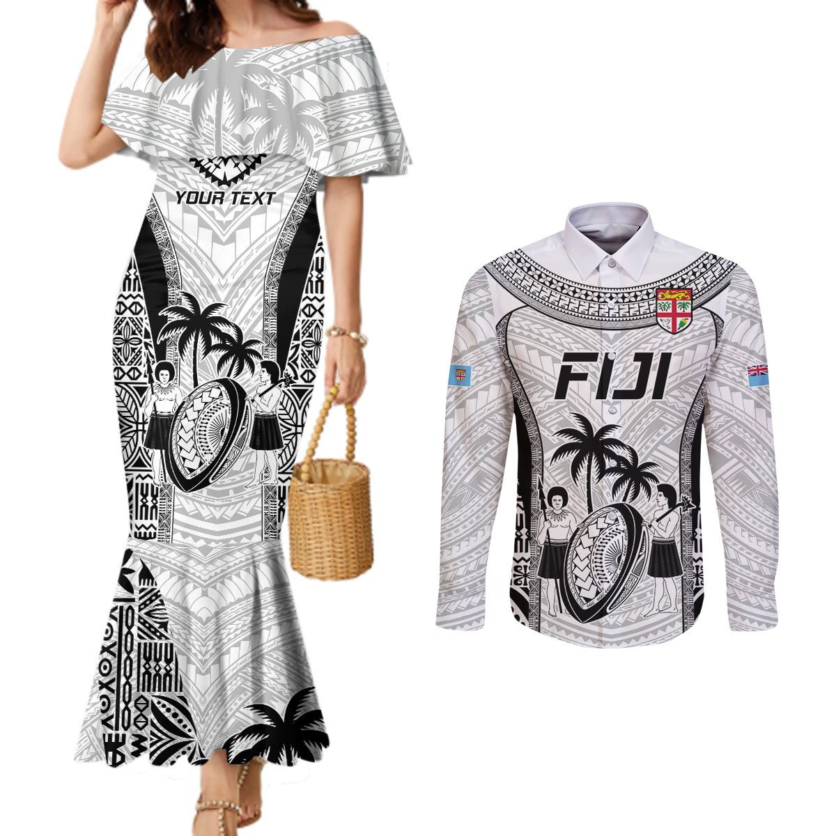 custom-fiji-rugby-couples-matching-mermaid-dress-and-long-sleeve-button-shirts-go-champions-world-cup-2023-tapa-unique-white-vibe