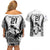 Custom Fiji Rugby Couples Matching Off Shoulder Short Dress and Hawaiian Shirt Go Champions World Cup 2023 Tapa Unique White Vibe LT9 - Wonder Print Shop