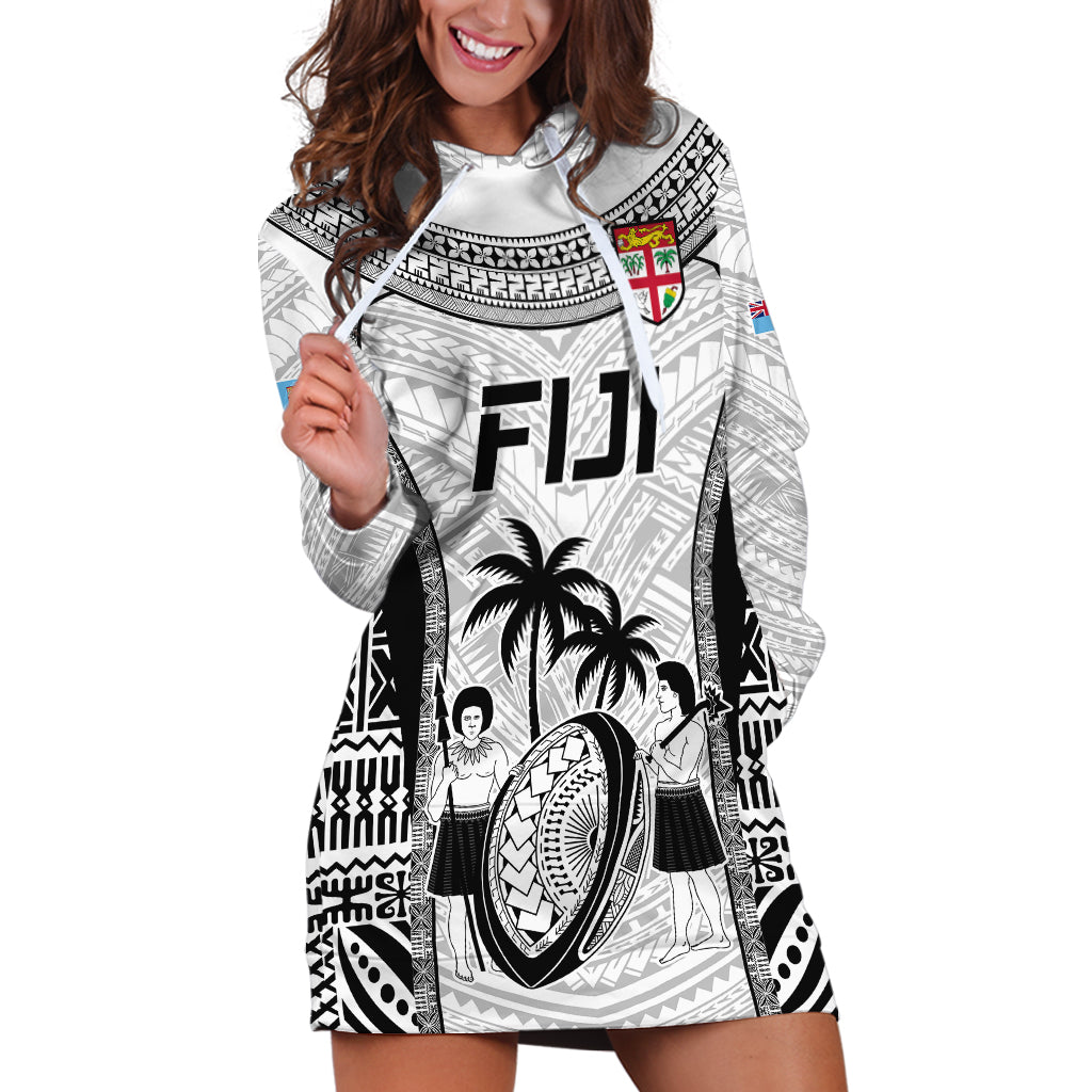 Custom Fiji Rugby Hoodie Dress Go Champions World Cup 2023 Tapa Unique White Vibe - Wonder Print Shop