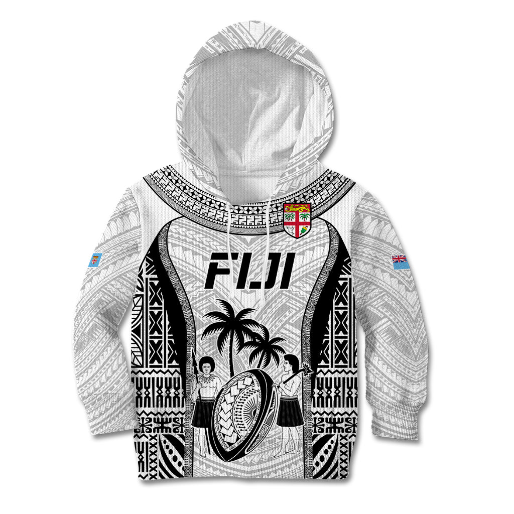 Custom Fiji Rugby Kid Hoodie Go Champions World Cup 2023 Tapa Unique White Vibe - Wonder Print Shop