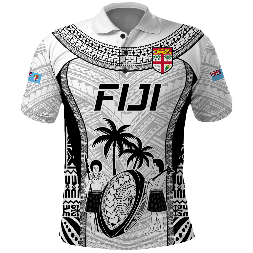 Custom Fiji Rugby Polo Shirt Go Champions World Cup 2023 Tapa Unique White Vibe - Wonder Print Shop