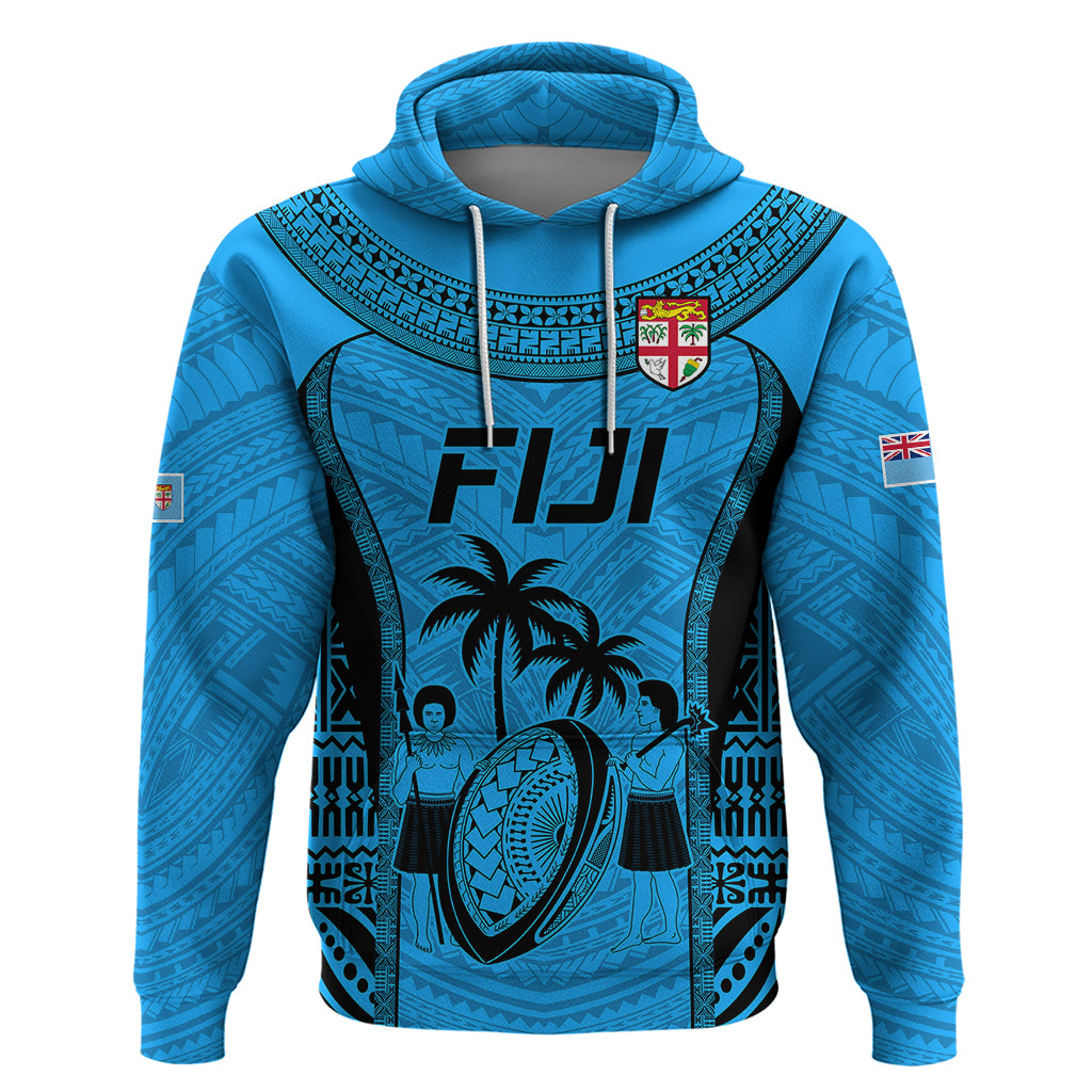 Fiji Rugby Hoodie Go Champions World Cup 2023 Tapa Unique Blue Vibe - Wonder Print Shop