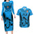 Custom Fiji Rugby Couples Matching Long Sleeve Bodycon Dress and Hawaiian Shirt Go Champions World Cup 2023 Tapa Unique Blue Vibe LT9 - Wonder Print Shop