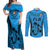 Custom Fiji Rugby Couples Matching Off Shoulder Maxi Dress and Long Sleeve Button Shirts Go Champions World Cup 2023 Tapa Unique Blue Vibe LT9 - Wonder Print Shop