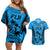 Custom Fiji Rugby Couples Matching Off Shoulder Short Dress and Hawaiian Shirt Go Champions World Cup 2023 Tapa Unique Blue Vibe LT9 - Wonder Print Shop