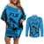 Custom Fiji Rugby Couples Matching Off Shoulder Short Dress and Long Sleeve Button Shirts Go Champions World Cup 2023 Tapa Unique Blue Vibe LT9 - Wonder Print Shop