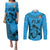 Custom Fiji Rugby Couples Matching Puletasi Dress and Long Sleeve Button Shirts Go Champions World Cup 2023 Tapa Unique Blue Vibe LT9 - Wonder Print Shop