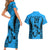 Custom Fiji Rugby Couples Matching Short Sleeve Bodycon Dress and Hawaiian Shirt Go Champions World Cup 2023 Tapa Unique Blue Vibe LT9 - Wonder Print Shop