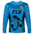 Custom Fiji Rugby Long Sleeve Shirt Go Champions World Cup 2023 Tapa Unique Blue Vibe - Wonder Print Shop