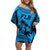 Custom Fiji Rugby Off Shoulder Short Dress Go Champions World Cup 2023 Tapa Unique Blue Vibe - Wonder Print Shop