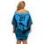 Custom Fiji Rugby Off Shoulder Short Dress Go Champions World Cup 2023 Tapa Unique Blue Vibe - Wonder Print Shop