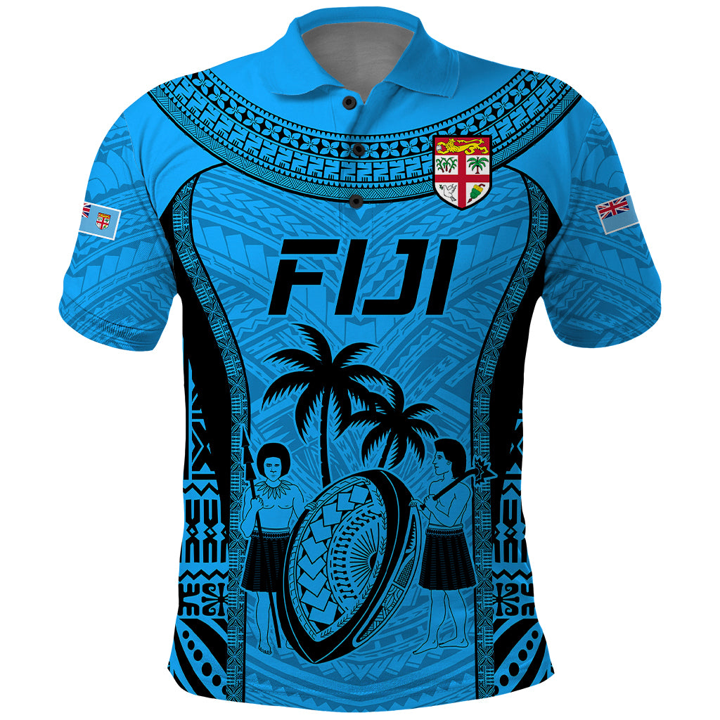 Custom Fiji Rugby Polo Shirt Go Champions World Cup 2023 Tapa Unique Blue Vibe - Wonder Print Shop