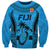 Custom Fiji Rugby Sweatshirt Go Champions World Cup 2023 Tapa Unique Blue Vibe - Wonder Print Shop