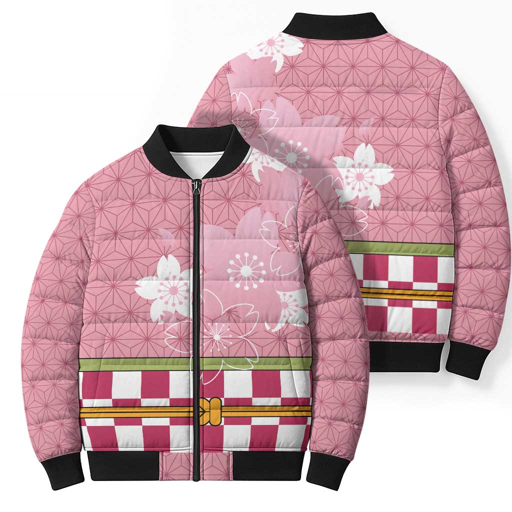 Japanese Asanoha Pattern Bomber Puffer Jacket Charm Against Evil Spirits - Wonder Print Shop