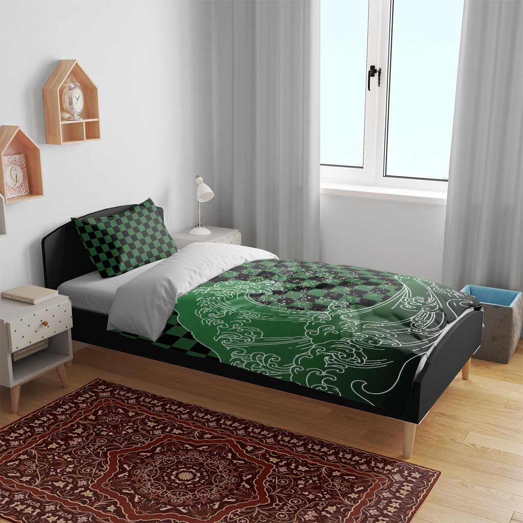 Japanese Asanoha Pattern Bedding Set Water Breathing Slayer Dragon - Wonder Print Shop