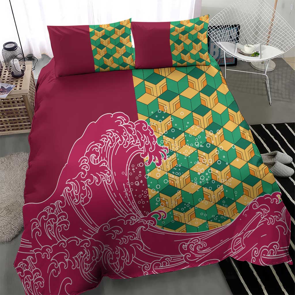 Japanese Bishamon-Kikkou Pattern Bedding Set Water Pillar Silent River Flow - Wonder Print Shop