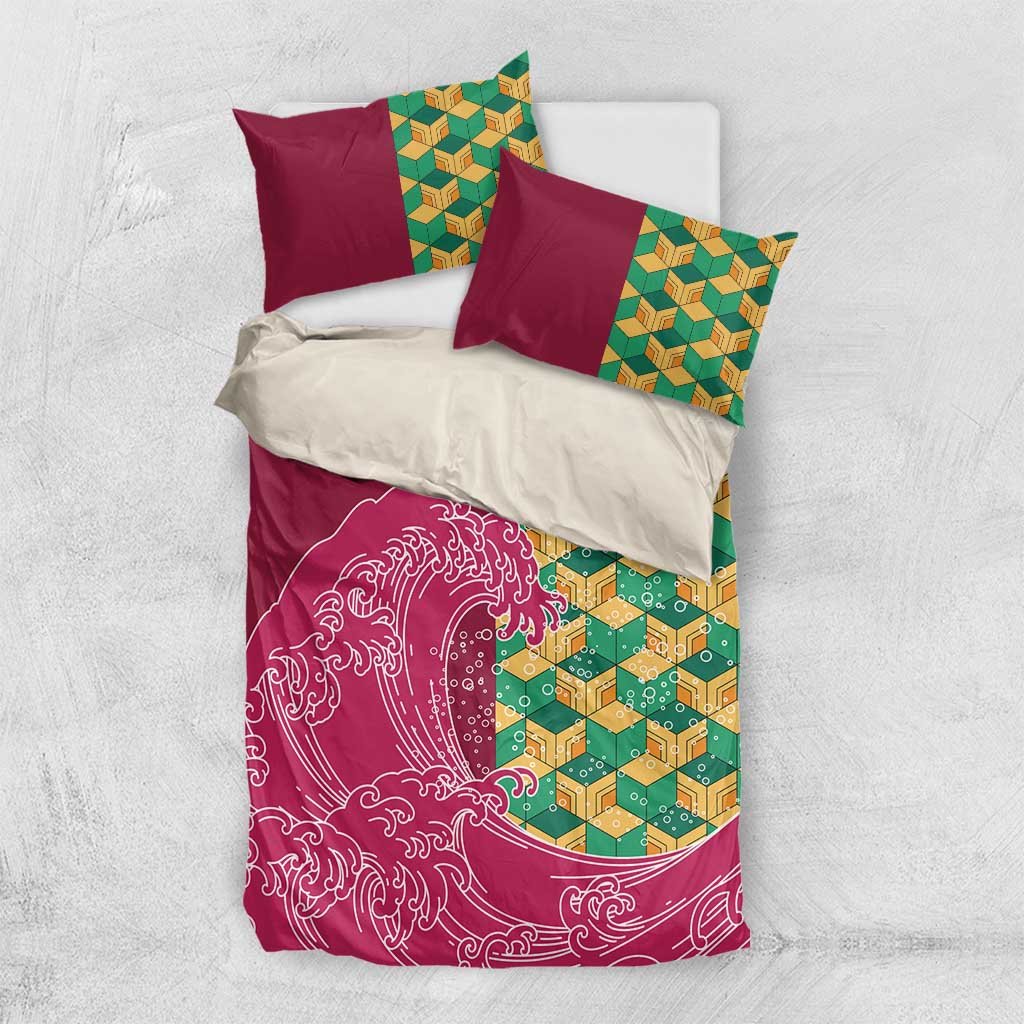 Japanese Bishamon-Kikkou Pattern Bedding Set Water Pillar Silent River Flow - Wonder Print Shop