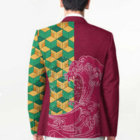 Japanese Bishamon-Kikkou Pattern Blazer Water Pillar Silent River Flow - Wonder Print Shop