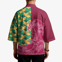 Japanese Bishamon-Kikkou Pattern Kimono Water Pillar Silent River Flow - Wonder Print Shop
