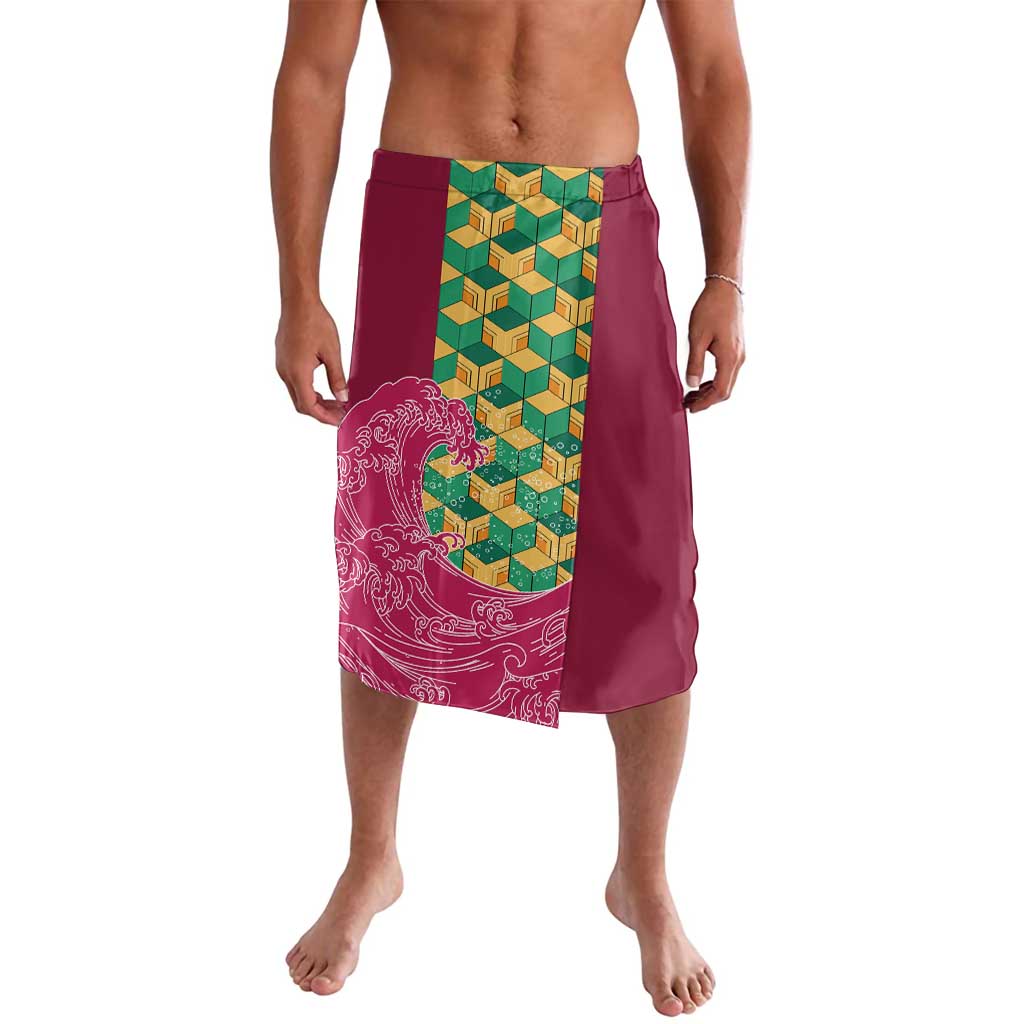 Japanese Bishamon-Kikkou Pattern Lavalava Water Pillar Silent River Flow - Wonder Print Shop