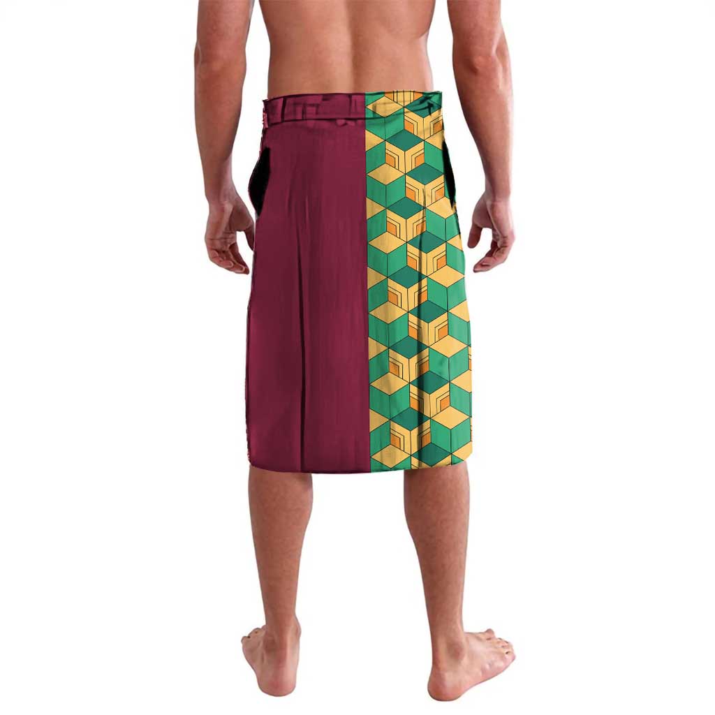 Japanese Bishamon-Kikkou Pattern Lavalava Water Pillar Silent River Flow - Wonder Print Shop