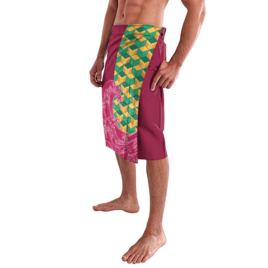 Japanese Bishamon-Kikkou Pattern Lavalava Water Pillar Silent River Flow - Wonder Print Shop