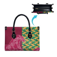 Japanese Bishamon-Kikkou Pattern Leather Bag Water Pillar Silent River Flow - Wonder Print Shop