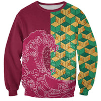 Japanese Bishamon-Kikkou Pattern Sweatshirt Water Pillar Silent River Flow - Wonder Print Shop