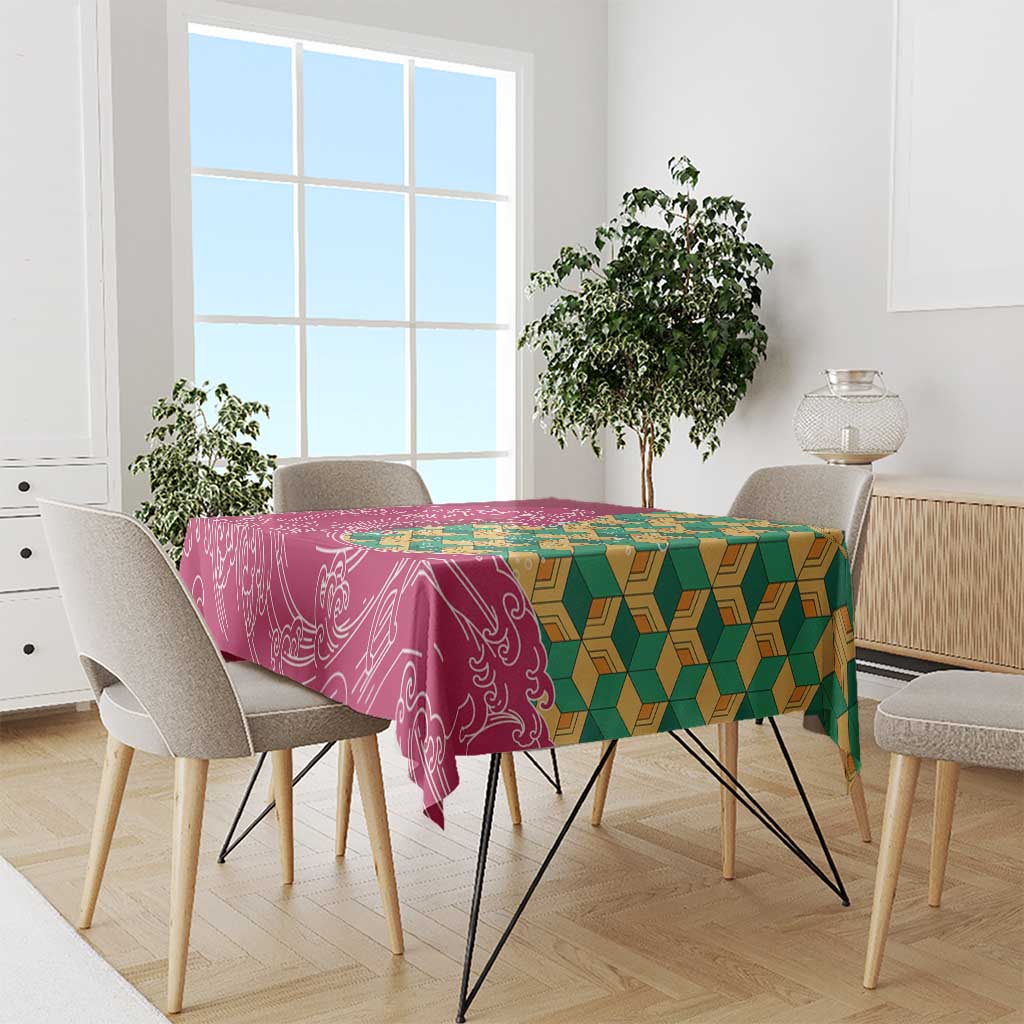 Japanese Bishamon-Kikkou Pattern Tablecloth Water Pillar Silent River Flow - Wonder Print Shop