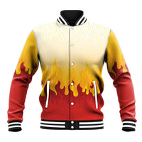 Japanese Kaen Pattern Baseball Jacket Flame Pillar Blazing Lion Heart - Wonder Print Shop