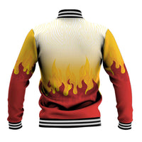 Japanese Kaen Pattern Baseball Jacket Flame Pillar Blazing Lion Heart - Wonder Print Shop