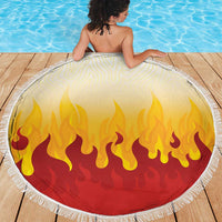 Japanese Kaen Pattern Beach Blanket Flame Pillar Blazing Lion Heart - Wonder Print Shop