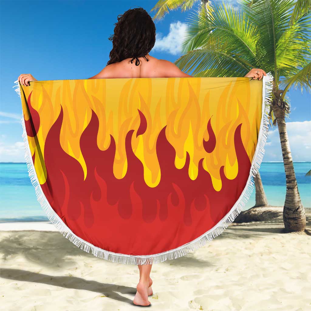 Japanese Kaen Pattern Beach Blanket Flame Pillar Blazing Lion Heart - Wonder Print Shop