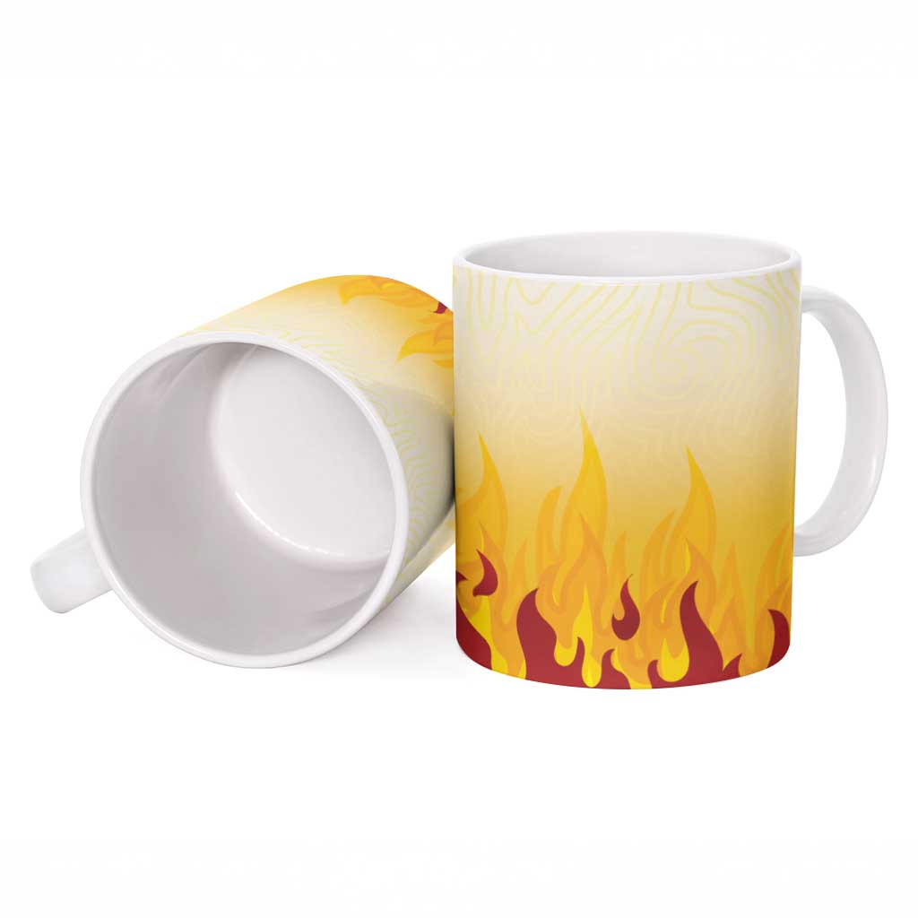 Japanese Kaen Pattern Ceramic Mug Flame Pillar Blazing Lion Heart - Wonder Print Shop