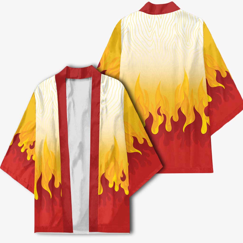 Japanese Kaen Pattern Kimono Flame Pillar Blazing Lion Heart - Wonder Print Shop
