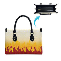Japanese Kaen Pattern Leather Bag Flame Pillar Blazing Lion Heart - Wonder Print Shop