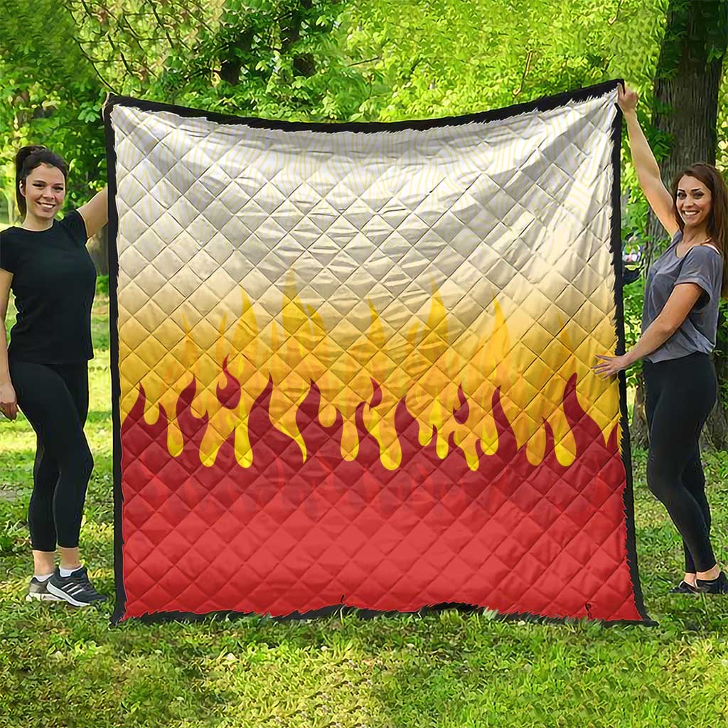 Japanese Kaen Pattern Quilt Flame Pillar Blazing Lion Heart - Wonder Print Shop