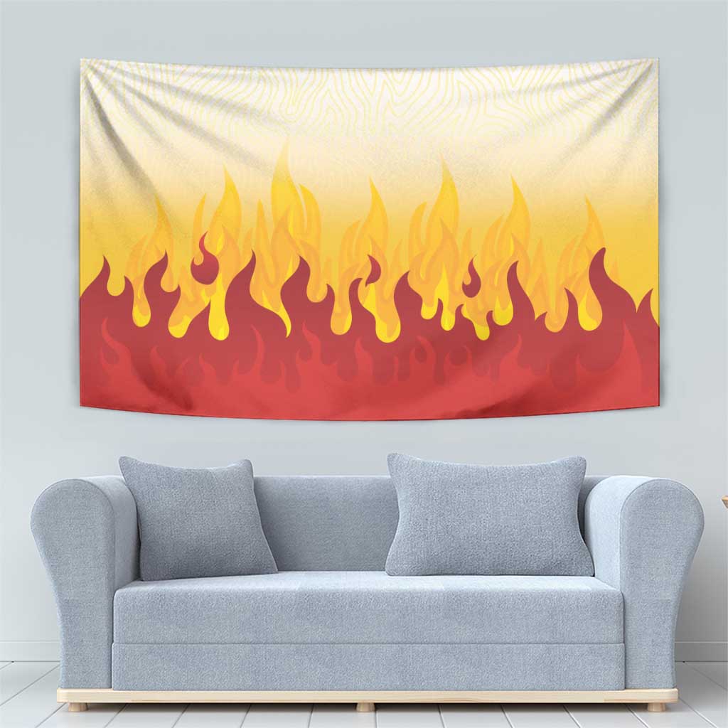 Japanese Kaen Pattern Tapestry Flame Pillar Blazing Lion Heart - Wonder Print Shop