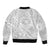 Personalised Tonga White Sunday Bomber Jacket Tropical Plant With Polynesian Pattern LT9 - Wonder Print Shop