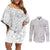Personalised Tonga White Sunday Couples Matching Off Shoulder Short Dress and Long Sleeve Button Shirts Tropical Plant With Polynesian Pattern LT9 - Wonder Print Shop