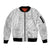 Personalised Tonga White Sunday Sleeve Zip Bomber Jacket Tropical Plant With Polynesian Pattern - Wonder Print Shop